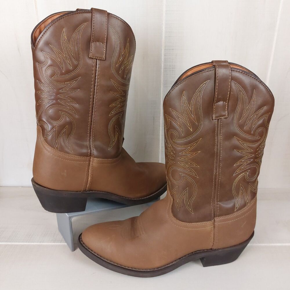Laredo Paris Leather Western Cowboy Boots Men’s 10 Brown Rodeo Work Style 4242